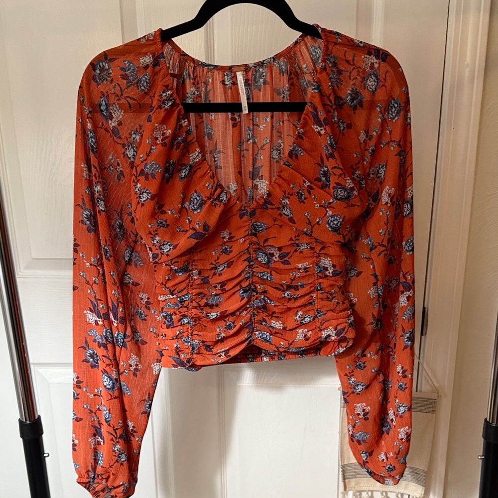 Free People V Neck Floral Blouse - Picture 5 of 10